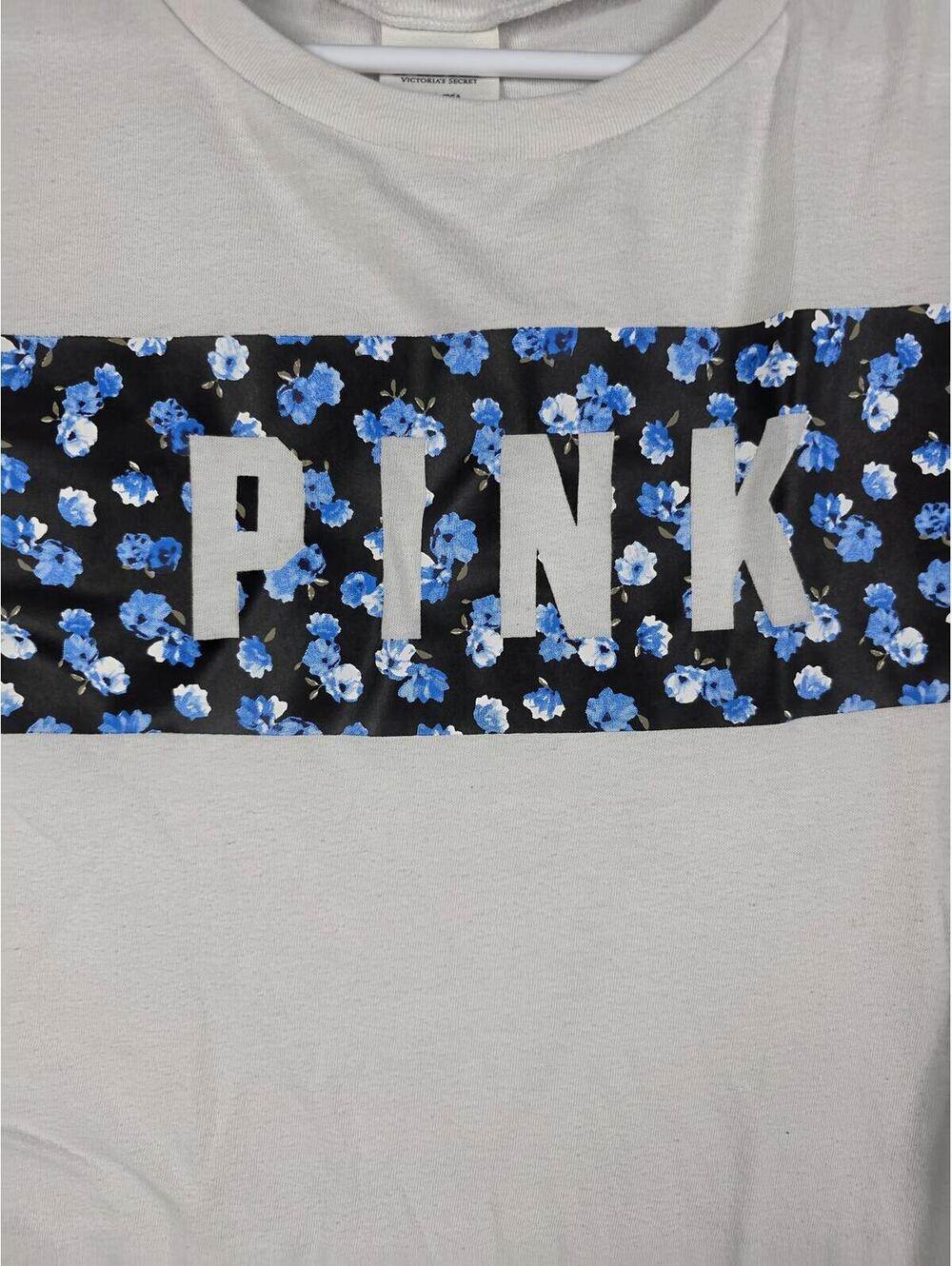 Victorias Secret PINK Floral White Logo Tee shirt MEDIUM - Picture 2 of 3